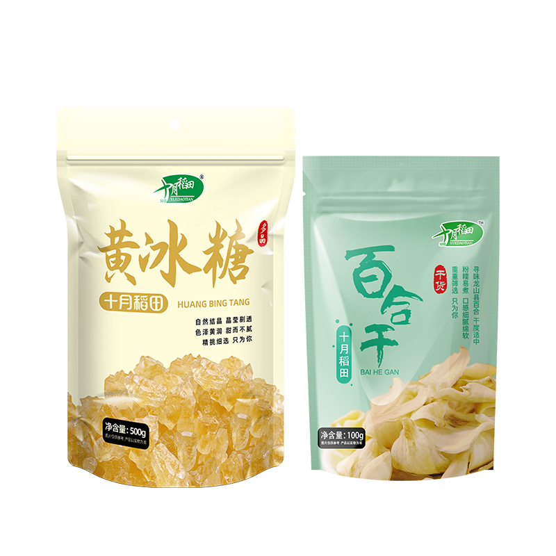十月稻田 黄冰糖 百合干组合 500g+100g 原味【qyg】