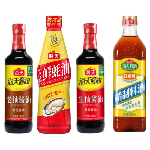 海天4件套装生抽500ml+老抽500ml+料酒800ml+耗油690g