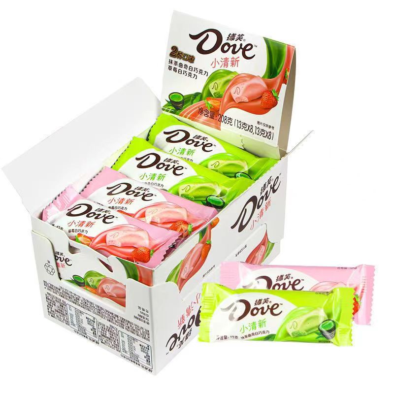 德芙小清新巧克力抹茶曲奇草莓味白巧混合装 208g*2盒【qyg】