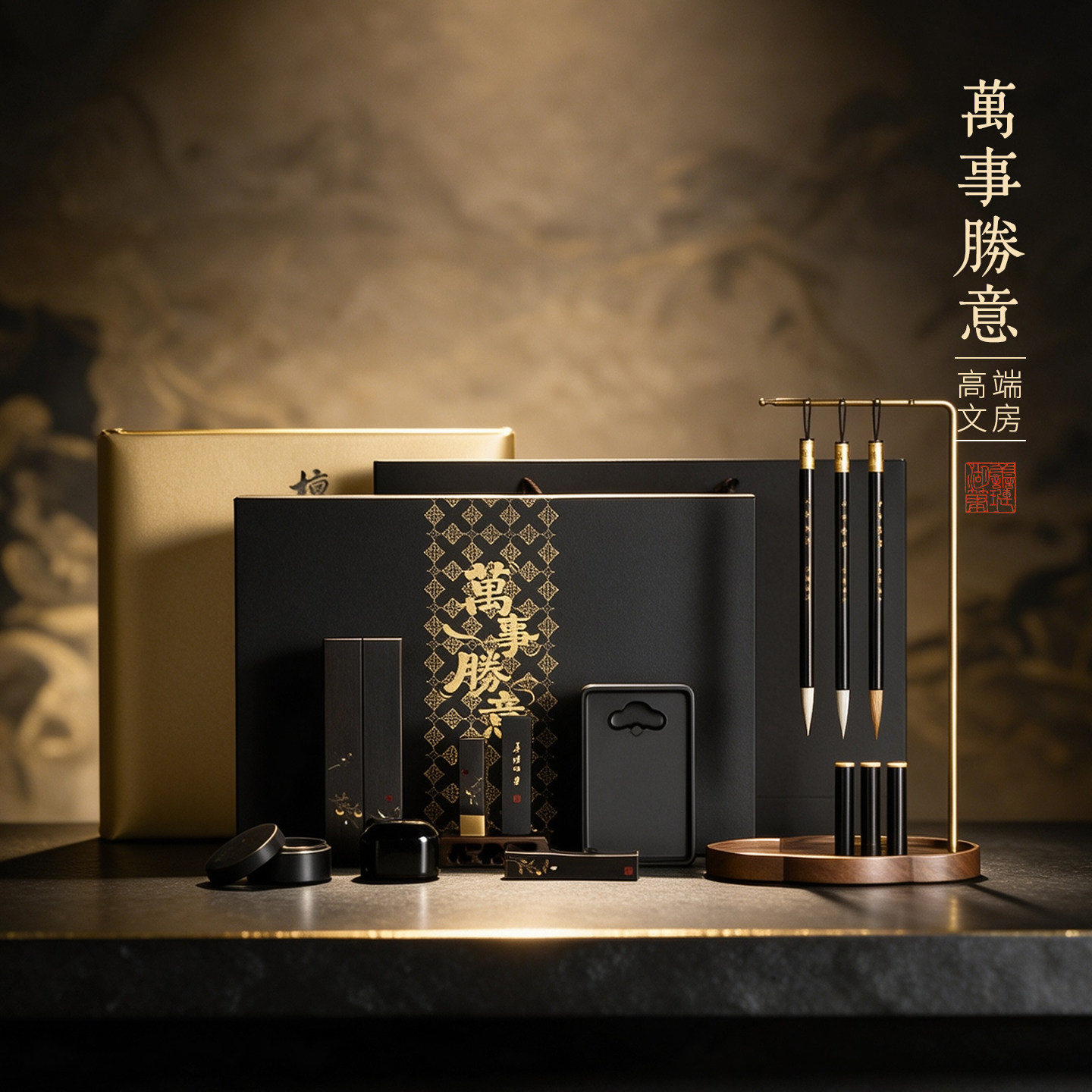 善琏湖笔万事胜意文房四宝套装图片