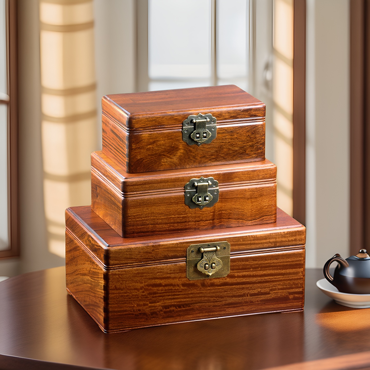 缅甸花梨木首饰盒独板榫卯结构