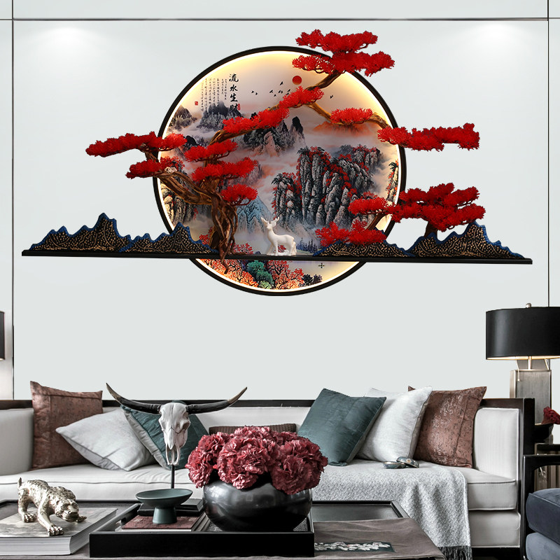迎客松客厅挂画新中式玄关挂画