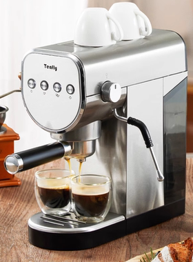 tenfly意式咖啡机家用小型20bar半自动萃取不锈钢蒸汽打奶泡商用