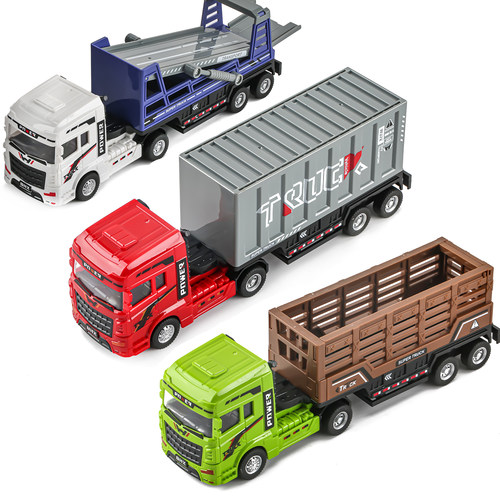 儿童惯性玩具车声光集装箱运输车