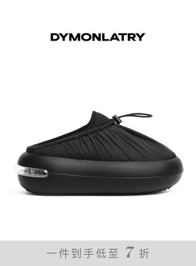 DYMONLATRY2025新款极简厚底抽褶运动拖鞋 女士松糕圆头外穿拖鞋