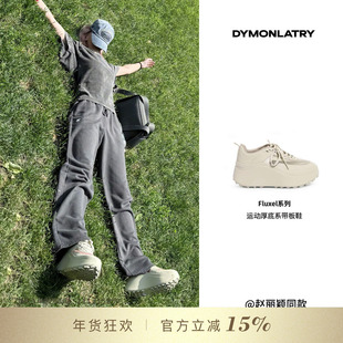 赵丽颖同款DYMONLATRY 2025新款休闲鞋系带网纱运动鞋松糕厚底鞋