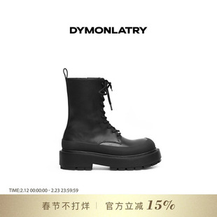 DYMONLATRY 2025新款厚底马丁靴 大圆头中性风机能女靴子