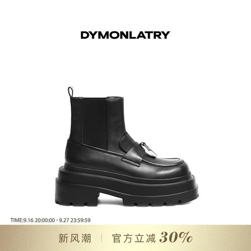 DYMONLATRY黑色大头英伦马丁靴