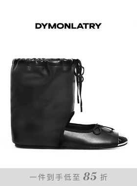 DYMONLATRY 2025新款女士短靴方头金属蝴蝶结镂空女靴