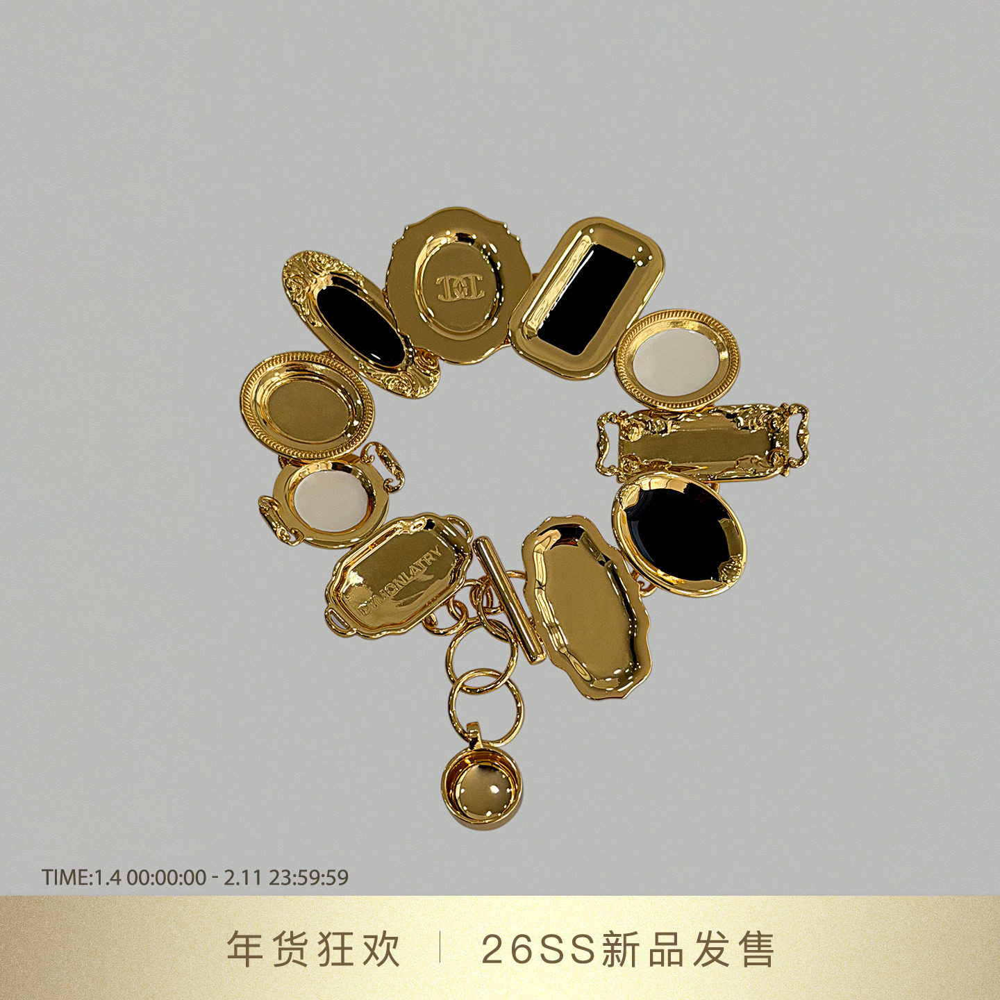 DYMONLATRY 26SS新款珐琅装饰复古摩登餐盘手链女配饰饰品女,饰品/流行首饰/时尚饰品新,手链,淘宝优惠券,粉丝福利购,淘宝优惠卷