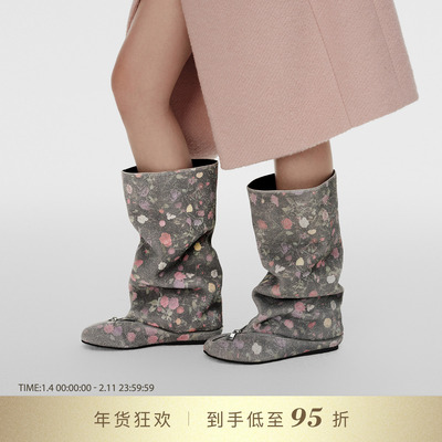 DYMONLATRY拉链装饰宽筒堆堆靴