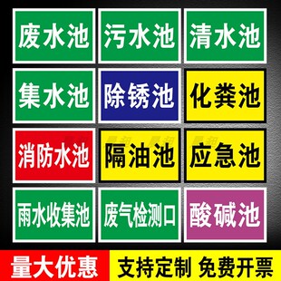 污水收集池标识牌消防池应急水池污水雨水废气排放口监测口中和池标示牌化粪池除锈池事故应急池隔油池标志牌