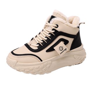 11女孩棉鞋中大童儿童高帮加绒老爹鞋冬季新款女童雪地棉靴小白鞋