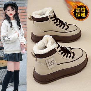 奥莱品牌女童棉鞋冬天加绒高帮棉靴东北加厚中大童运动鞋保暖冬鞋