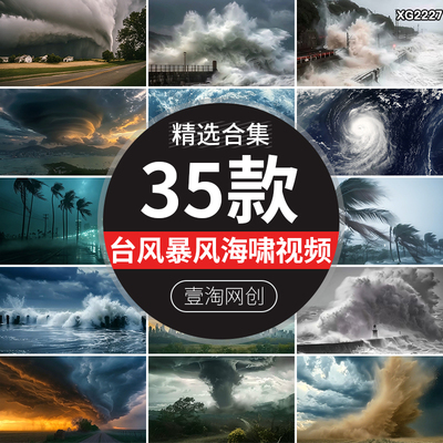 台风海啸海浪翻涌狂风暴风龙卷风洪涝自然灾害恶劣气候短视频素材