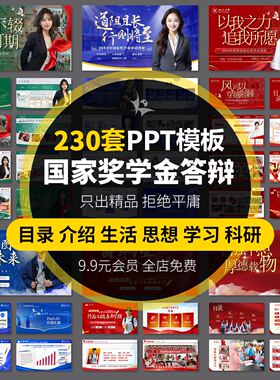 大学生国家奖学金励志国奖答辩竞选PPT模板蓝红色主题大气高级感