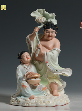 微美陶瓷12至16寸和合二圣神像