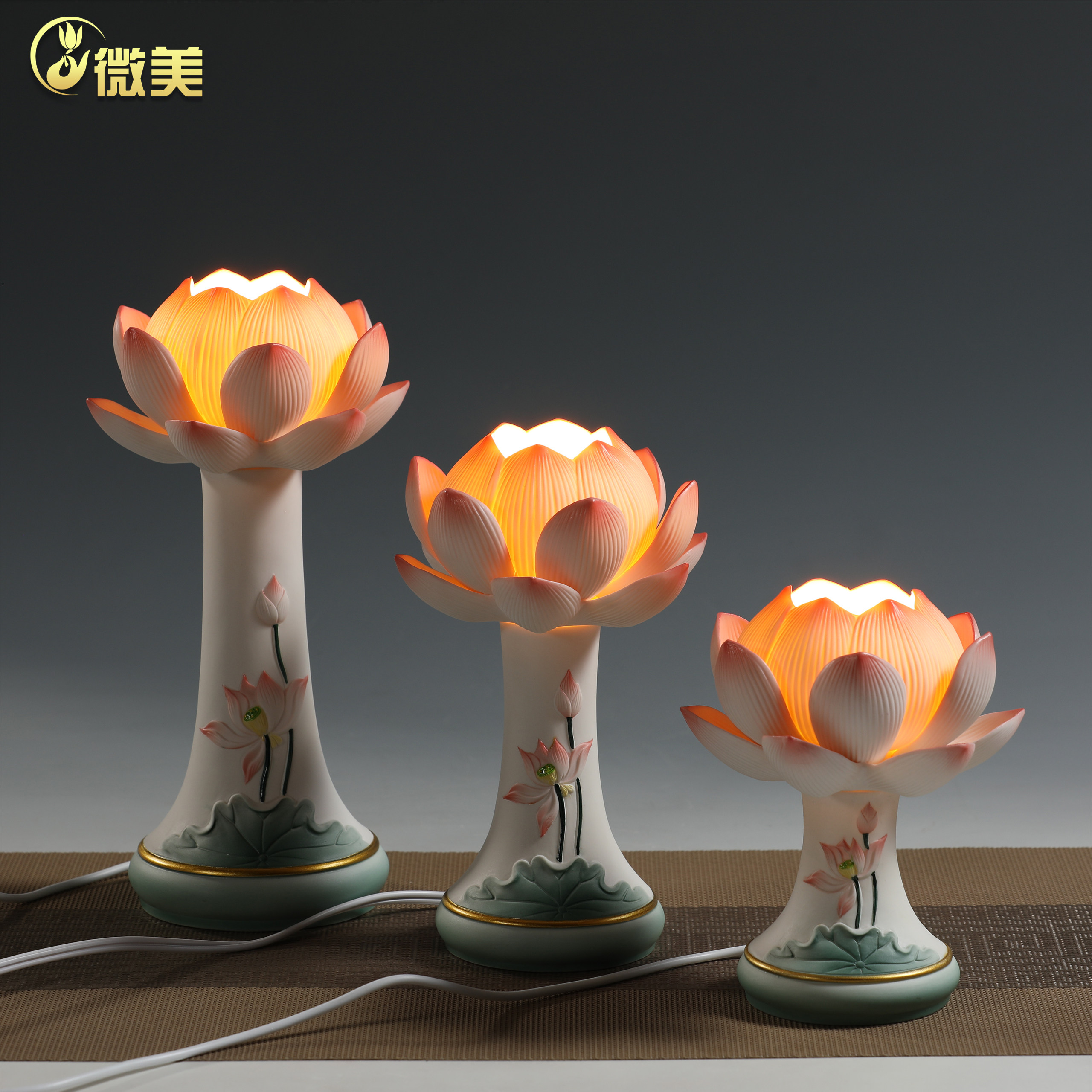 微美陶瓷高脚莲花灯供佛灯陶瓷荷花灯家用供奉节能佛前装饰摆件,节庆用品/礼品,荷花灯/河灯,淘宝优惠券,粉丝福利购,淘宝优惠卷