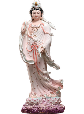 佛堂飘衣观音摆件微美陶瓷中式风