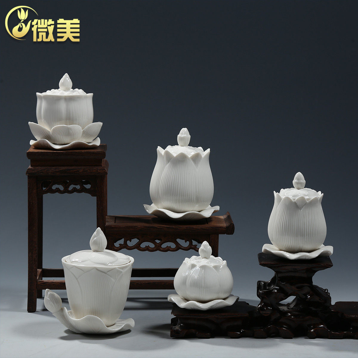 微美陶瓷佛前供奉用品手彩双莲圣水杯莲花圣水杯供奉水杯净水杯,家居饰品,装饰摆件,淘宝优惠券,粉丝福利购,淘宝优惠卷