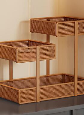 入户玄关钥匙收纳架鞋柜上装饰摆件置物架中古风香薰首饰摆放架子