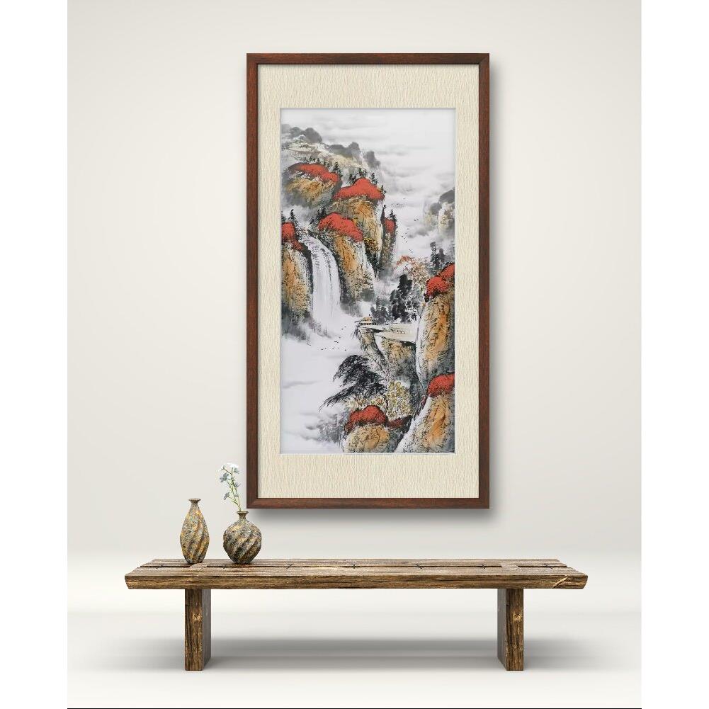 山水画堂口国画纯手绘字画书画中式装饰画三尺中堂无款写意100GG