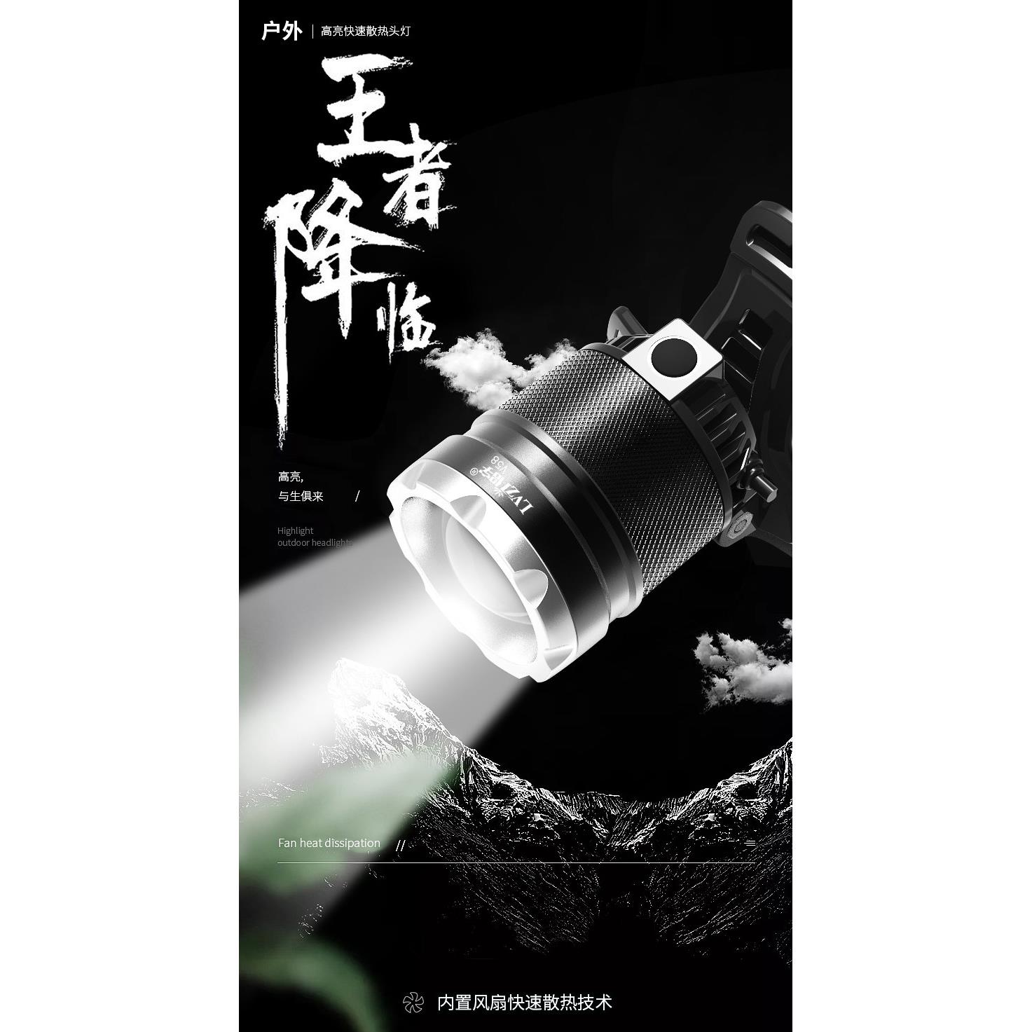 长时间续航头灯强光18650锂电可充电超亮远射led矿灯头戴式手电筒