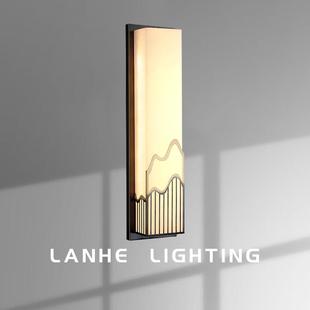 东方宋代美学壁灯全铜天然云石客厅背景墙卧室床头别墅过道走廊灯