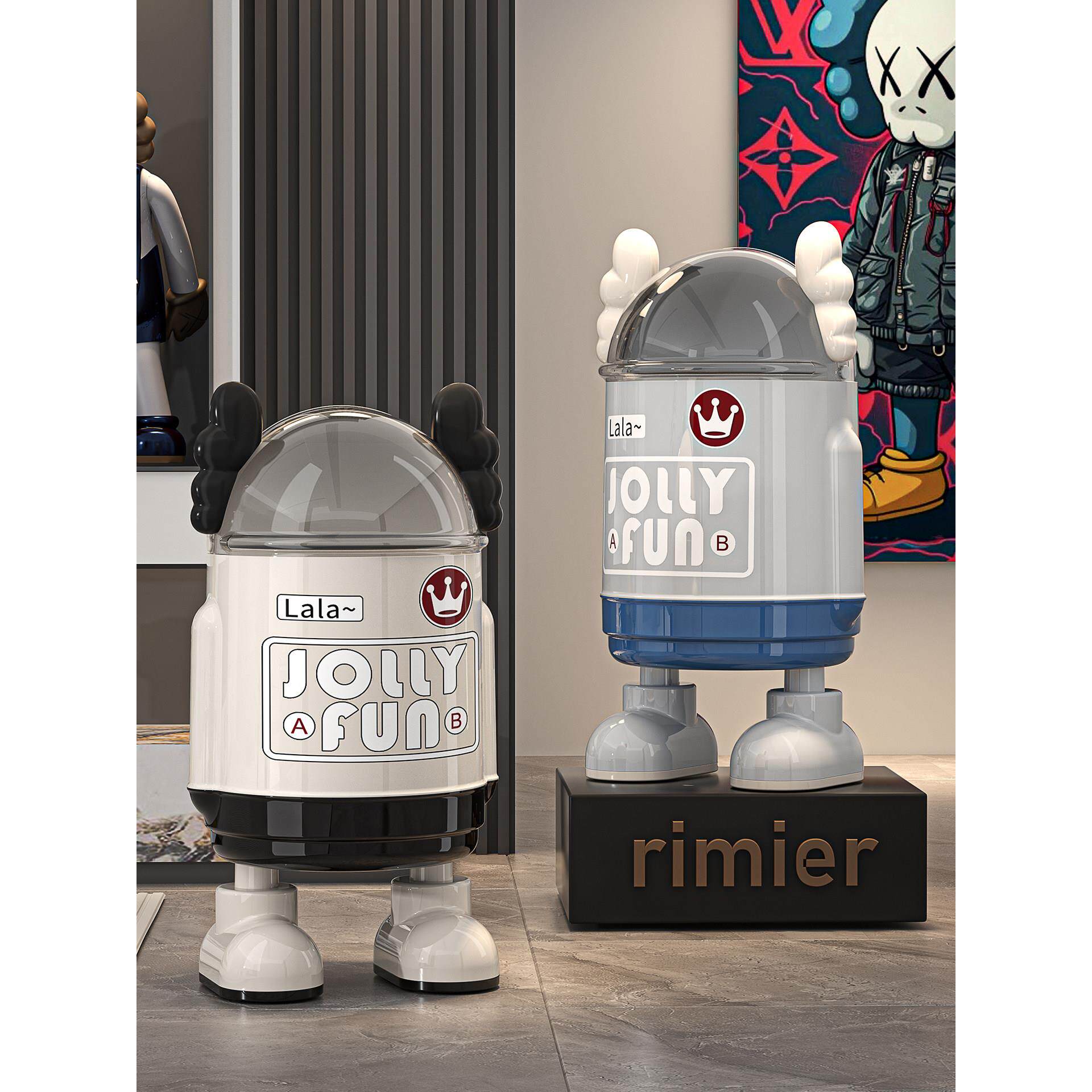 客厅垃圾桶家用2025新款高颜值潮玩风厨房卫生间大容量可翻盖纸篓