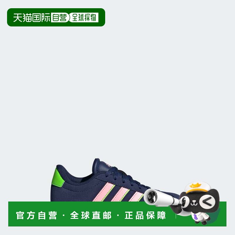 自营adidas VL Court 3.0儿童鞋-深蓝色/粉红色火花/太阳能绿色