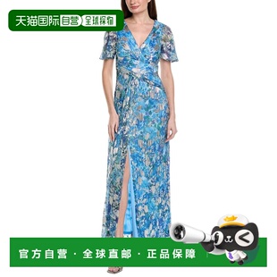 Sleeve Flutter Papell Gown Foil Floral Crinkle 自营Adrianna