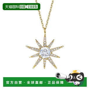 自营 geneviveSterling Sivler 14k 镀金钻石方晶锆石 10 点星爆