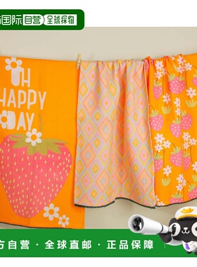 自营tiramisu“快乐日”草莓毛巾套装-亮橙色、粉红色、白色 美国