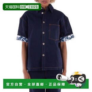 自营burberry博柏利标志补丁牛仔棉衬衫 美国奥莱直发 靛蓝色