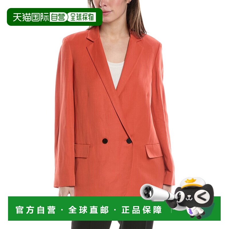 自营 Theory 双排扣亚麻混纺西装外套 - 橙色 美国奥莱直发夹克图片