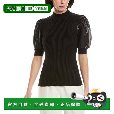 自营T Tahari Mixed Media Sweater - Black 毛衣美国直发奥莱