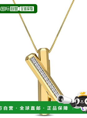 自营Mimi & Max 1/2ct TGW White Topaz X Bar Necklace Yellow P