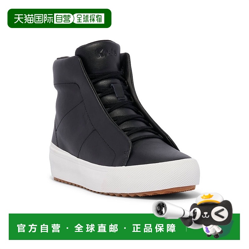 自营keds女式Remi中拉链运动鞋,黑色 美国奥莱直发