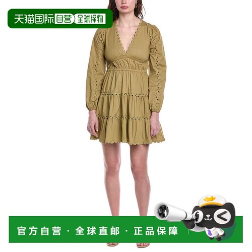 自营Sail to Sable V-Neck Cinched Waist Mini Dress - green 美
