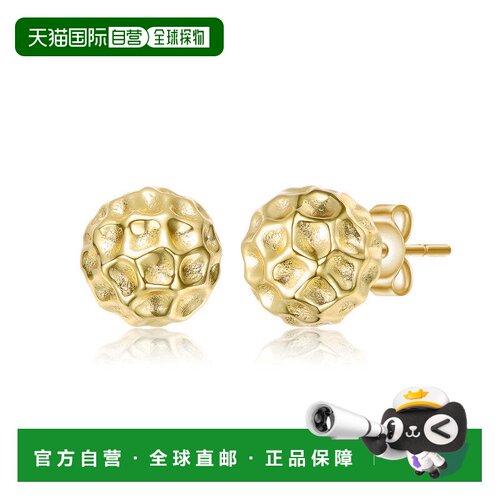 自营geneviveSterling Silver 14K Gold Plated Honeycomb Textur