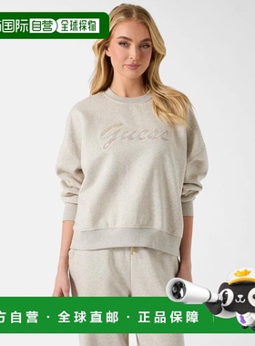 自营guessMitzel Rhinestone Logo Crewneck - nomadic heather