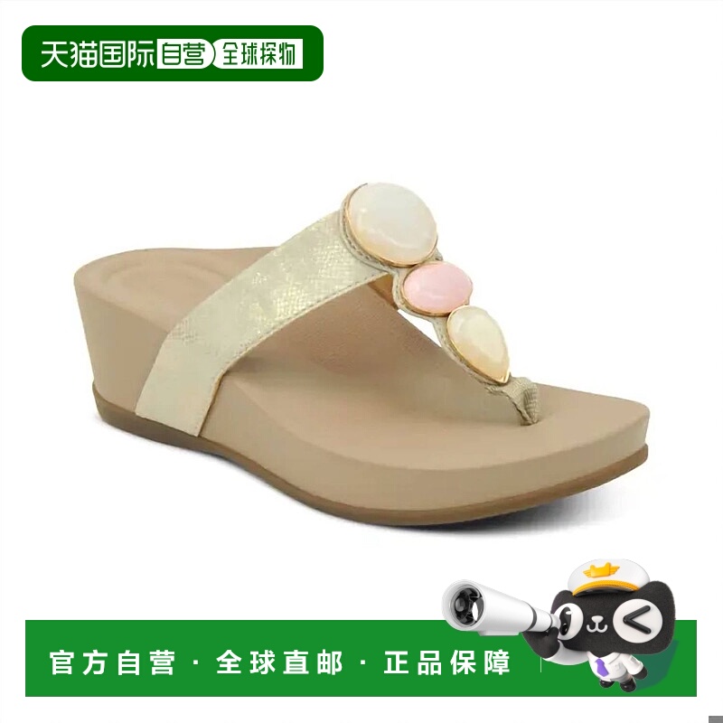 自营aetrexWomen's Elyse Wedge Sandal In Gold 美国奥莱直发