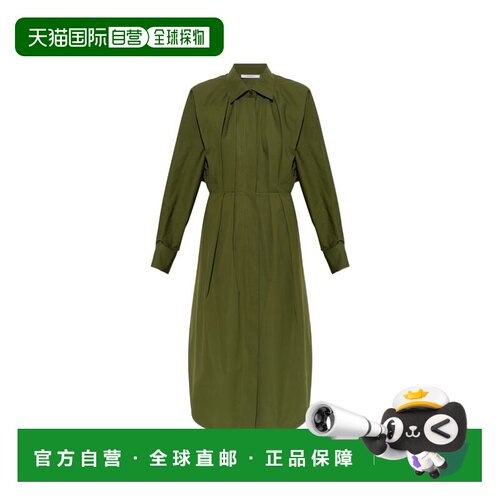 自营givenchy合身剪裁的绿色丝绸和尼龙中长款连衣裙-绿色 美国奥