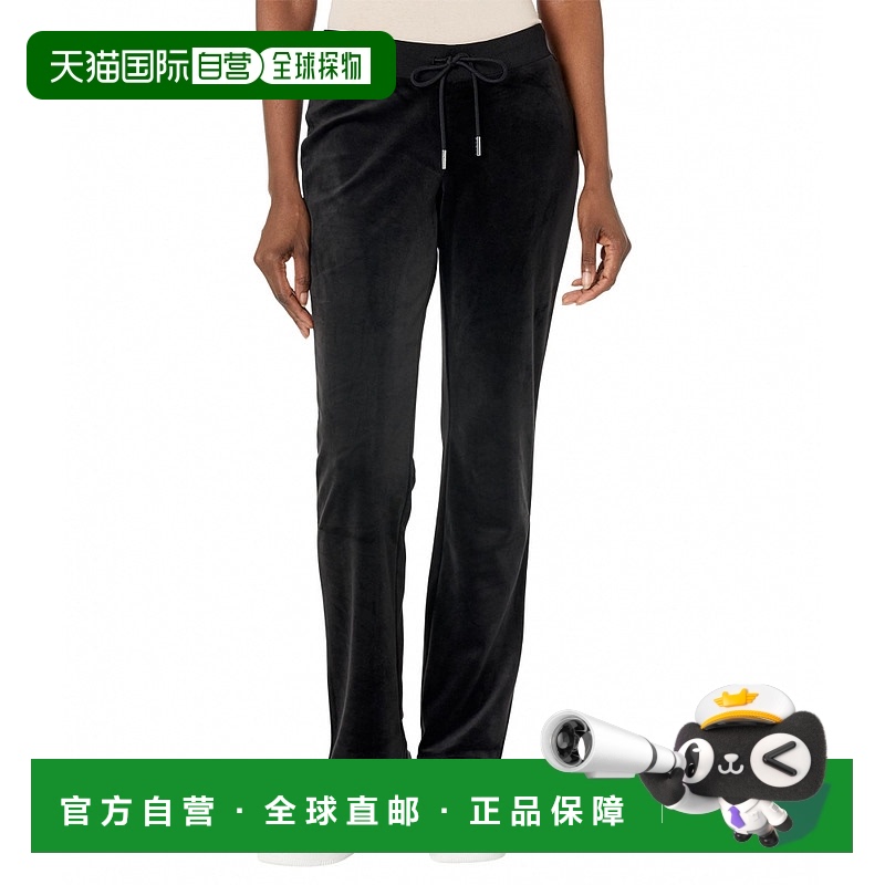 1小时内可退 美国直邮Juicy Couture 罗纹腰天鹅绒长裤,带拉绳甘