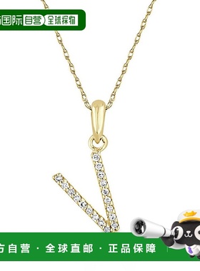 自营 sabrina14k 金和钻石初始项链 - 黄色 v 美国奥莱直发