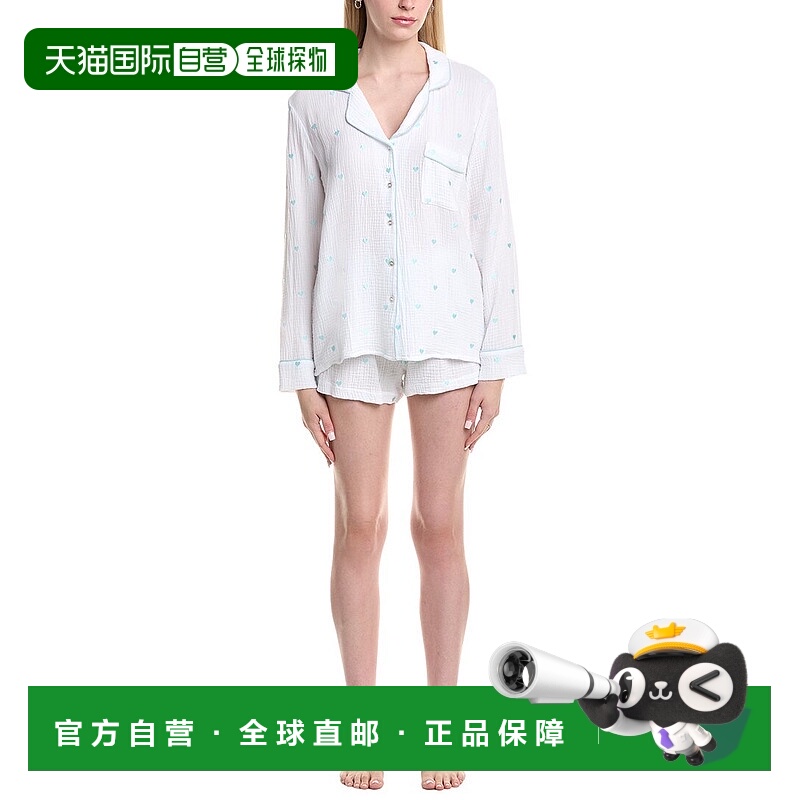 自营Splendid 2pc Lottie Love Short Set - white 美国奥莱直发