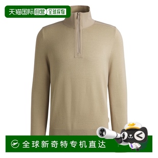 bossZip trims with softshell sweater light 自營(yíng) beige neck