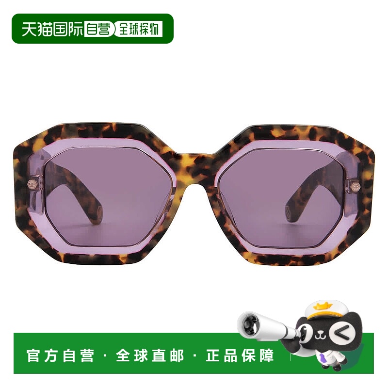 自营Philipp Plein Violet Geometric Ladies Sunglasses SPP098M