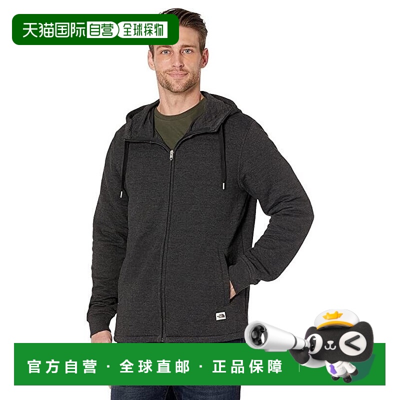 自营 The North Face Longs Peak男子连帽衫黑色希瑟全拉链舒适JD