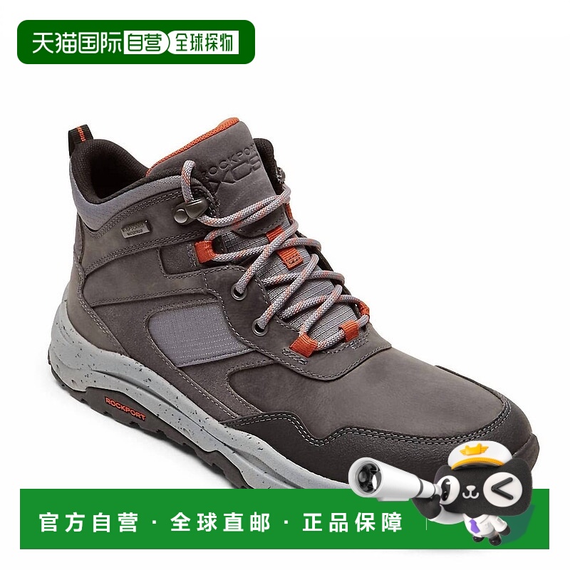 自营rockportXcs Pathway女式防水徒步靴，钢灰色皮革/绒面革/防-